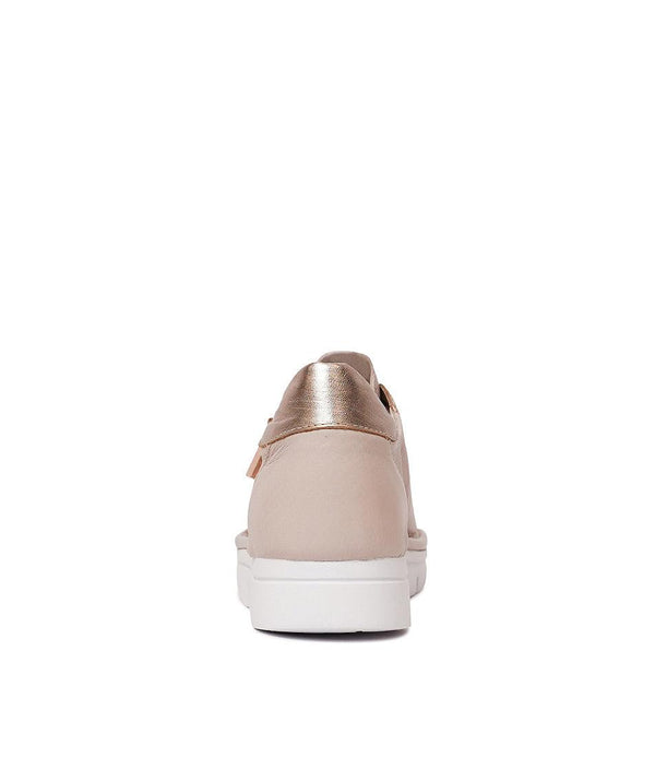Elos Dusty Pink/ Pale Rose Gold Leather Sneakers - Shouz