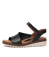 Lena Black Leather Sandals, ZETA - Shouz