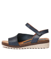 Lena Navy Leather Sandals, ZETA - Shouz