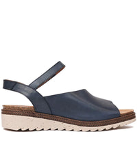 Lena Navy Leather Sandals, ZETA - Shouz