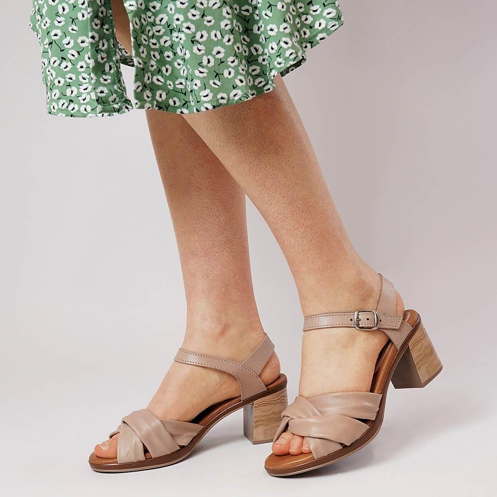 Brie Taupe Leather Heels - Shouz