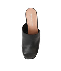 Padden Black Leather Heels - Shouz