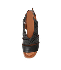 Goldie Black Leather Heels - Shouz