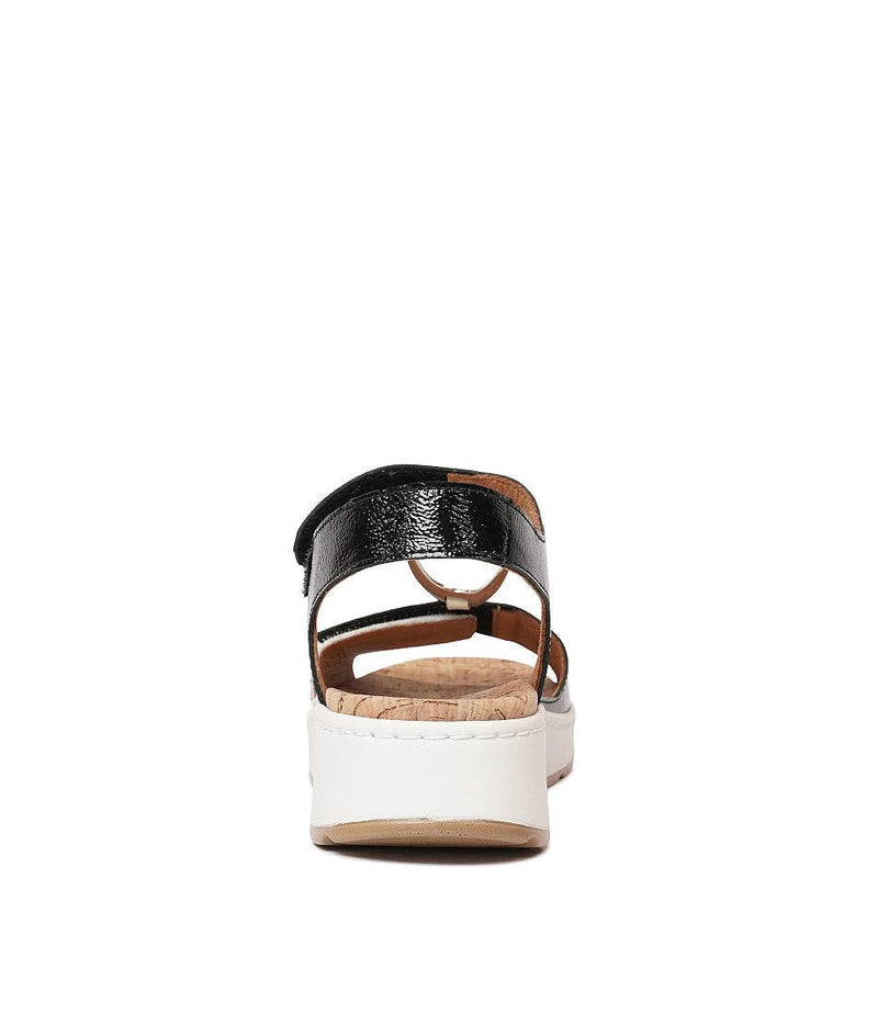Oslo-15 Black Patent Leather Sandals - Shouz