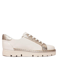 Elos Ivory/ Champagne Patent Leather Sneakers - Shouz