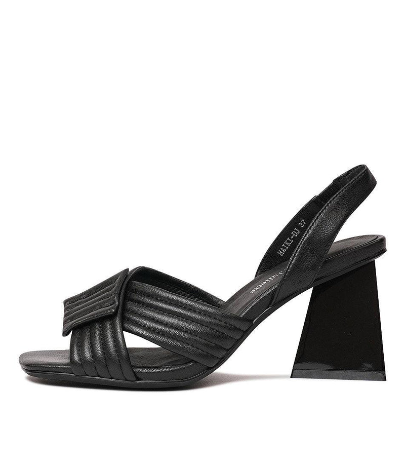 Haiki Black Leather Heels - Shouz