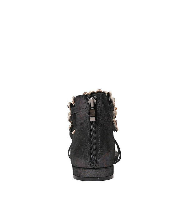 Menther Black Shimmer Leather Sandals - Shouz