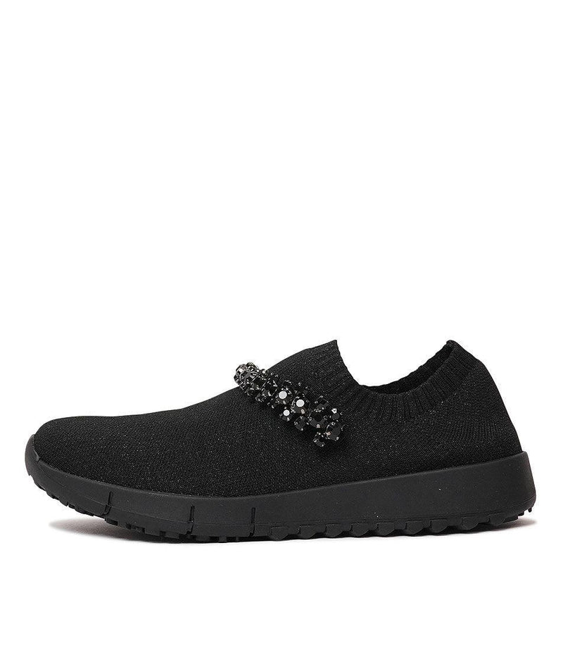 Jolo Black/Black Trim Fabric Sneakers - Shouz