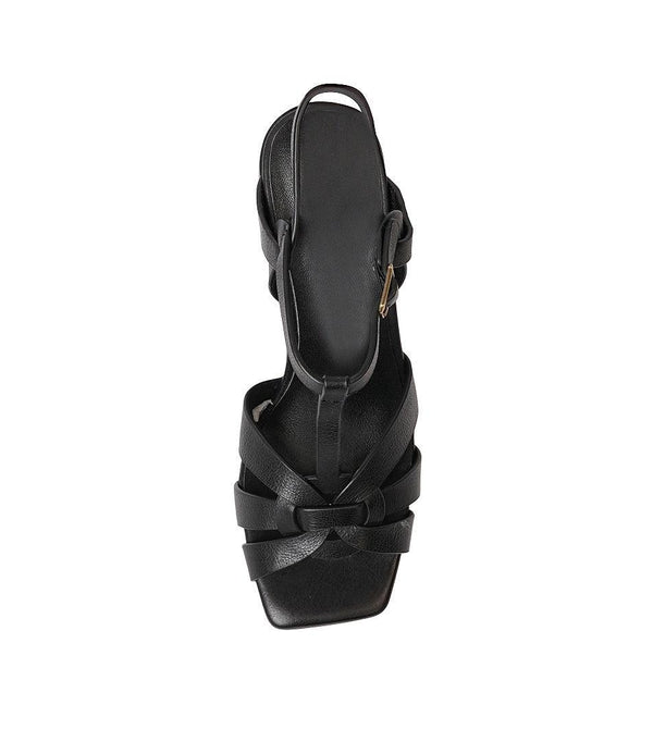 Tainted Black Leather Heels - Shouz