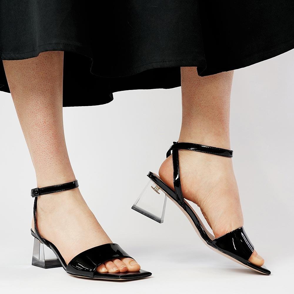 Rolo Black Patent Leather Heels - Shouz