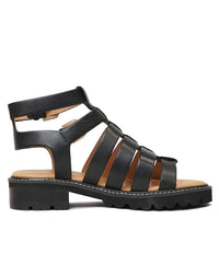 Gizelle Black Leather Sandals - Shouz