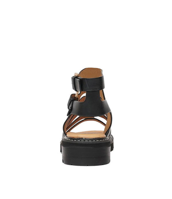 Gizelle Black Leather Sandals - Shouz