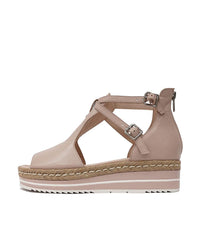 Alexys Rose Leather Platform Sandals - Shouz