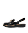 Ofty Black Patent Leather Slingback Loafers - Shouz
