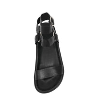 Ullem Black Leather Sandals - Shouz
