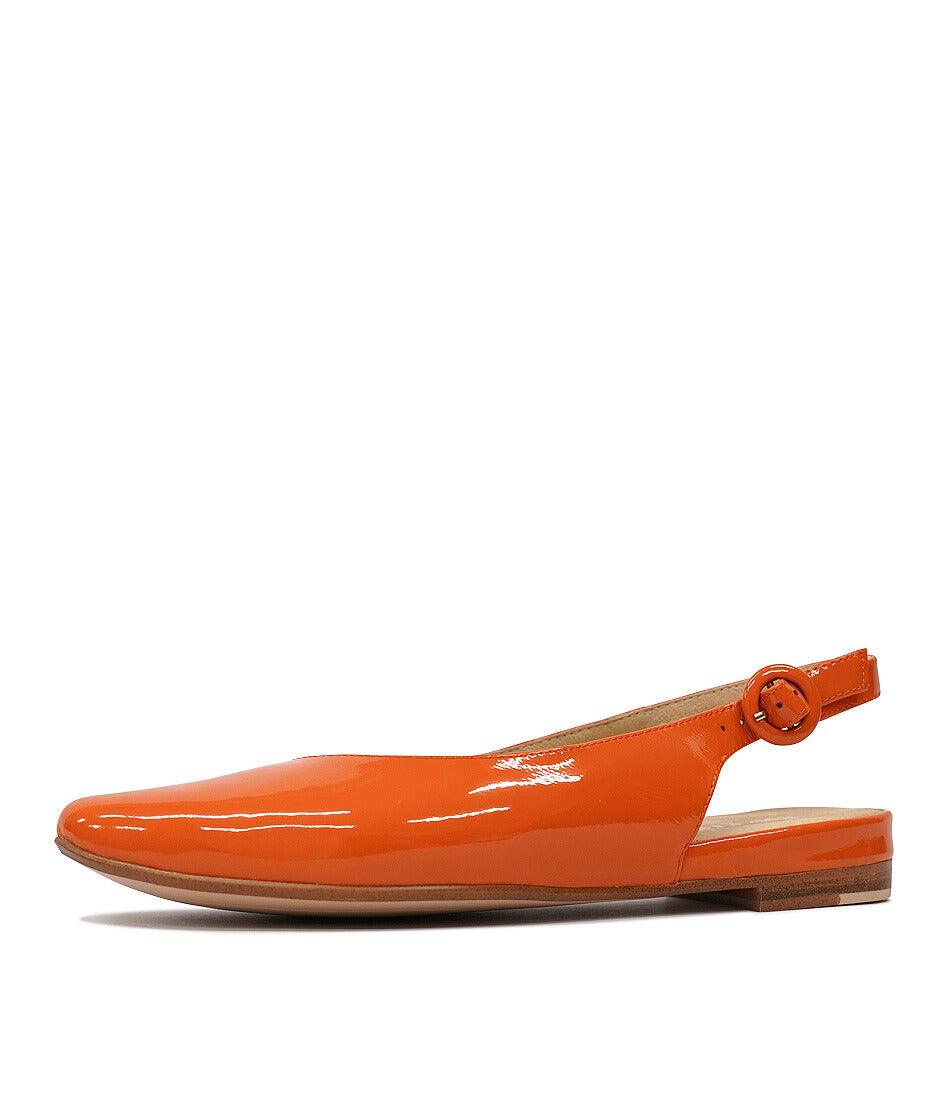 Fairy Orange Patent Leather Slingback Flats - Shouz