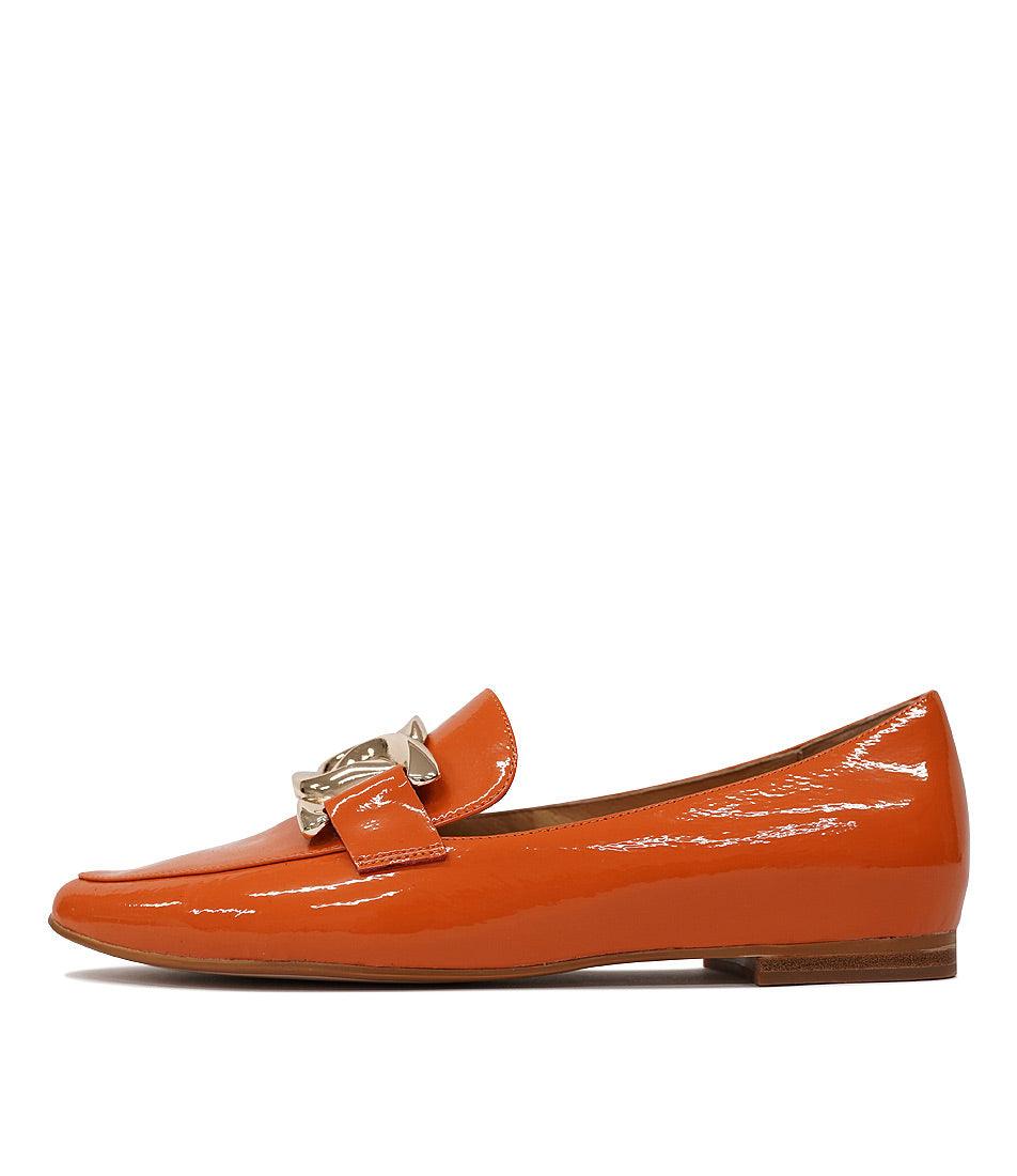 Socoro Orange Patent Leather Loafers - Shouz