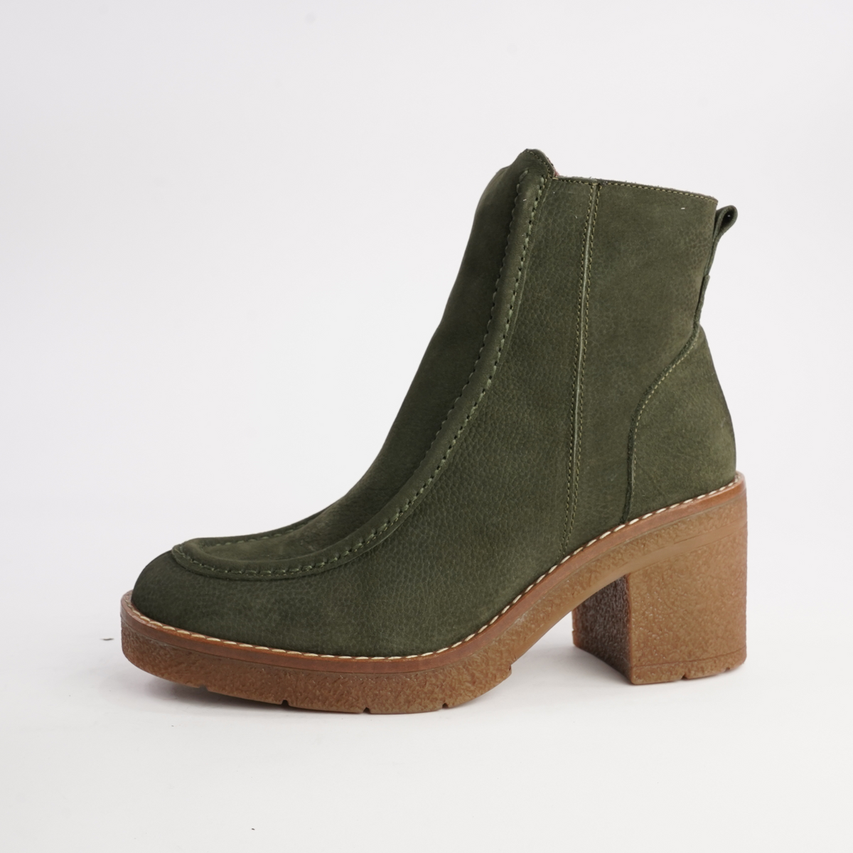 Gem Khaki Nubuck Leather Ankle Boots