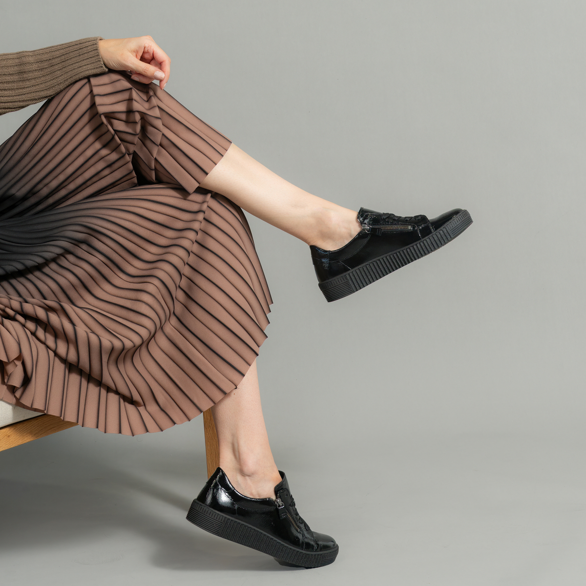 Amelia Black Patent Leather Sneakers - GABOR | Shouz