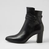 Adaire Black Leather/ Black Heel Ankle Boots - DJANGO AND JULIETTE | Shouz