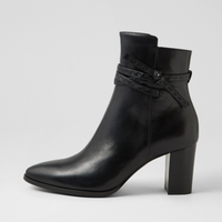 Adaire Black Leather/ Black Heel Ankle Boots - DJANGO AND JULIETTE | Shouz