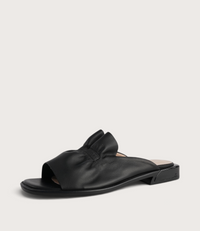 Luna Black Leather Flats