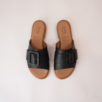 Miley Black Leather Slides