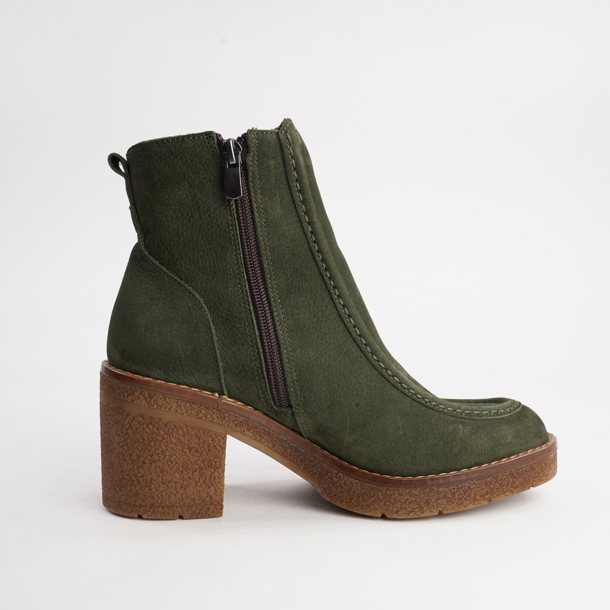Gem Khaki Nubuck Leather Ankle Boots