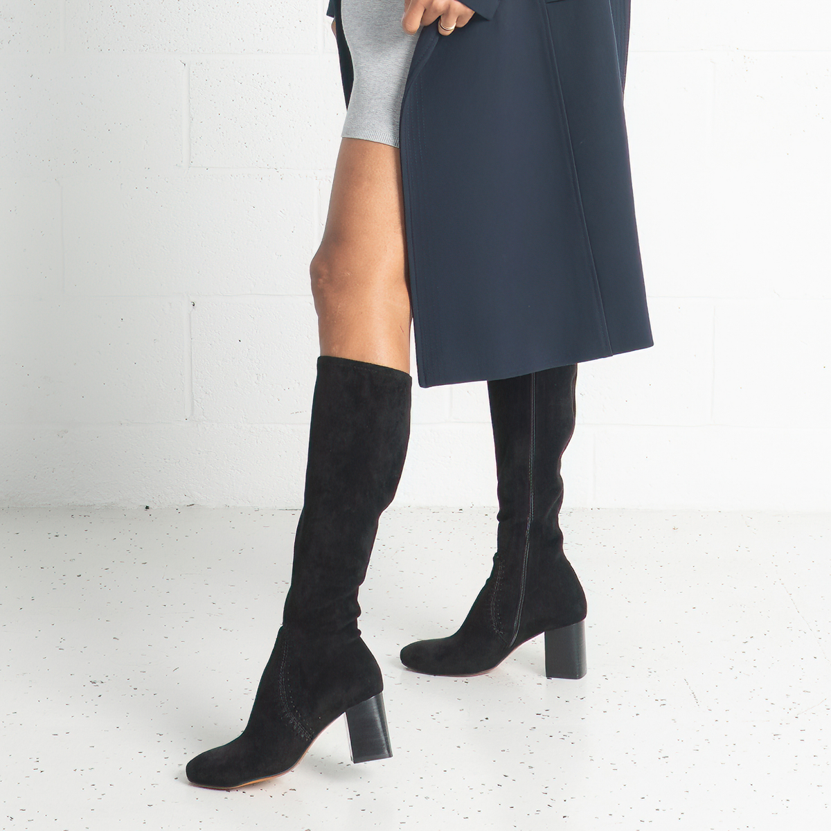 Sari Black Stretch Knee High Boots