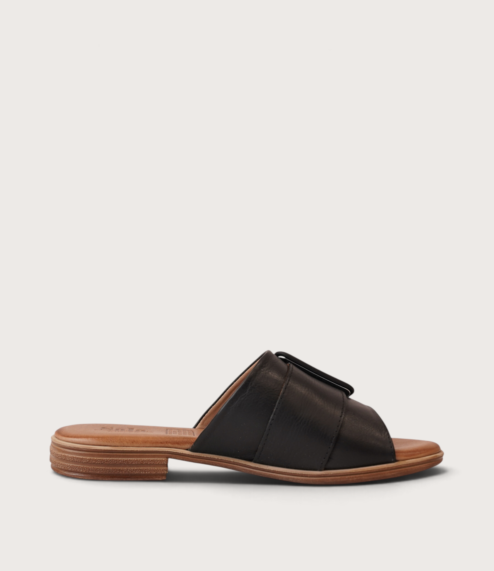 Miley Black Leather Slides