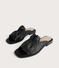 Luna Black Leather Flats