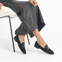 Paydie Black Suede Leather Loafers