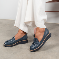 Oclem Navy/Navy Leather Loafers