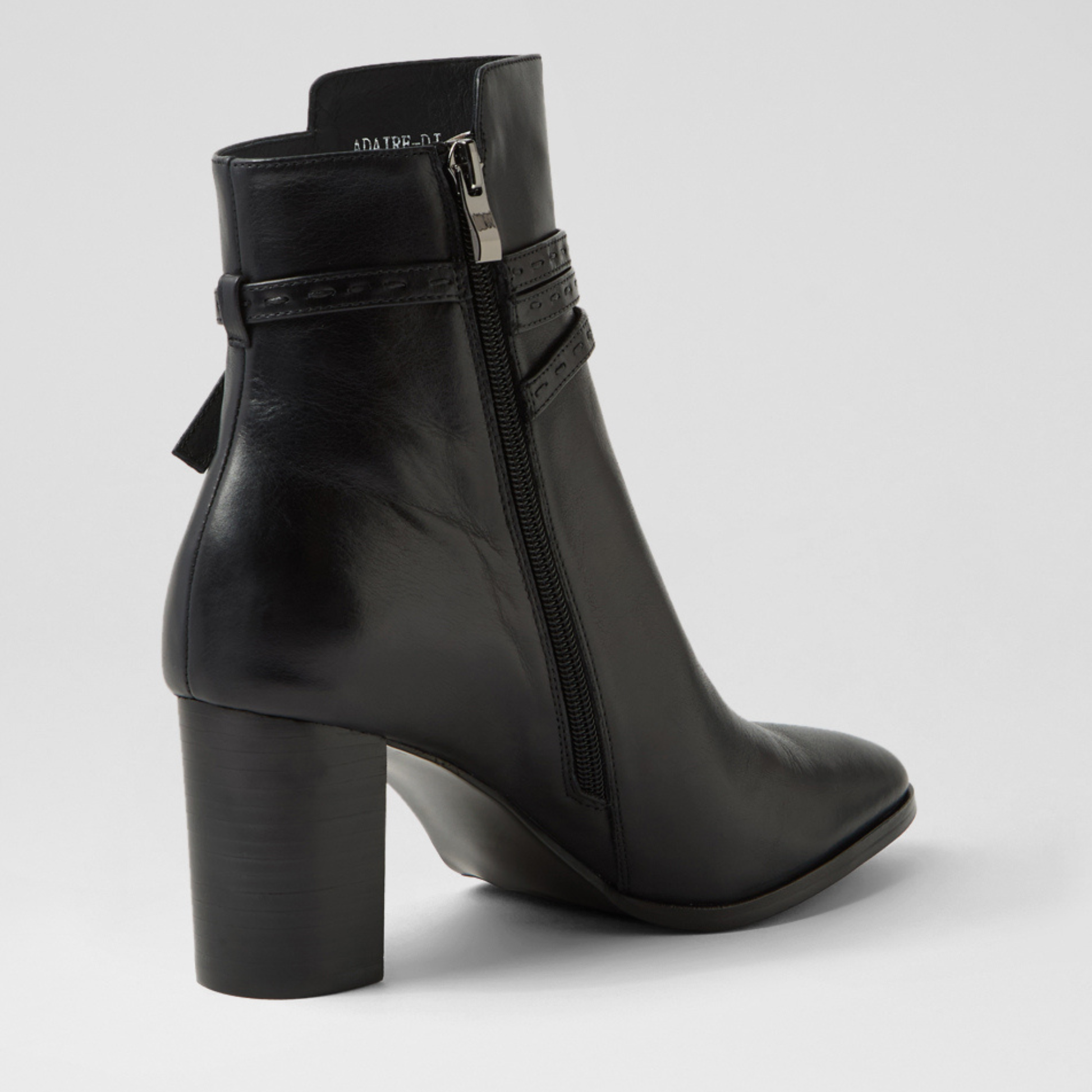Adaire Black Leather/ Black Heel Ankle Boots - DJANGO AND JULIETTE | Shouz