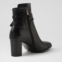 Adaire Black Leather/ Black Heel Ankle Boots - DJANGO AND JULIETTE | Shouz