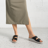 Solena Black Leather Slides
