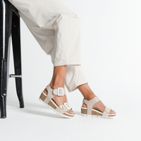 Quinn 02 Crema Kombi Leather Sandals