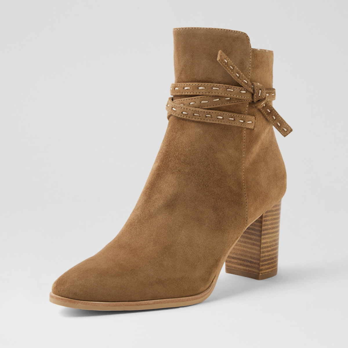 Adaire Light Choc Suede/ Natural Ankle Boots - DJANGO AND JULIETTE | Shouz