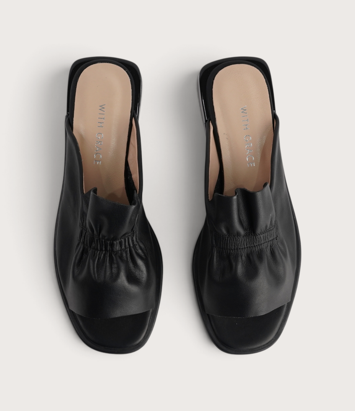 Luna Black Leather Flats