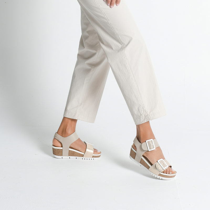 Quinn 02 Crema Kombi Leather Sandals