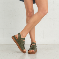 Positano Dark Olive Leather Sandals