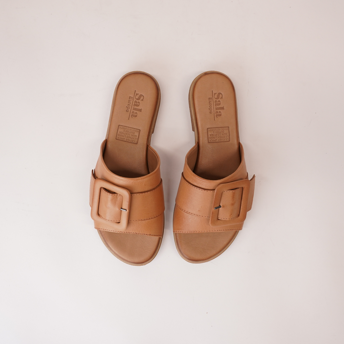 Miley Coconut Leather Slides - SALA | Shouz