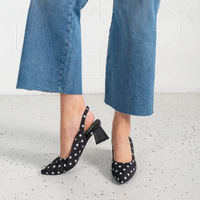 Ihops Black White Spots Leather Heels