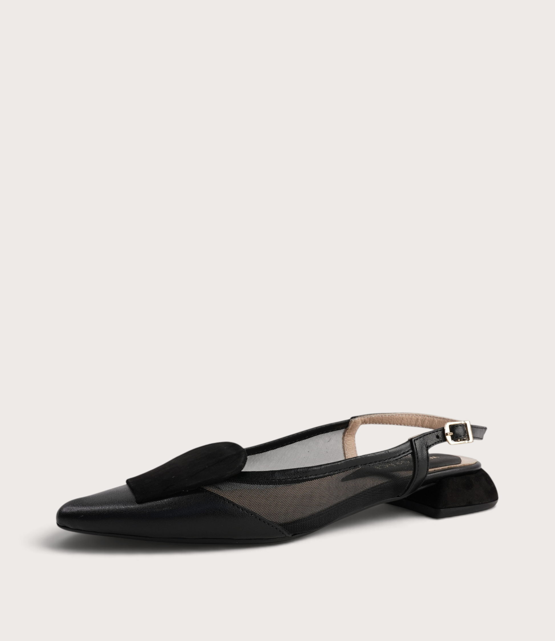 Vivienne Black Leather/ Black Mts Suede Flats