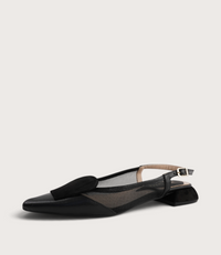 Vivienne Black Leather/ Black Mts Suede Flats