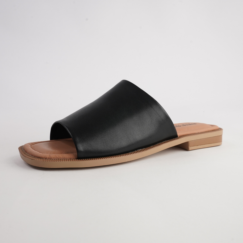 Sooty Black Leather Flats