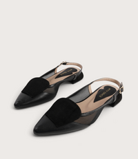 Vivienne Black Leather/ Black Mts Suede Flats