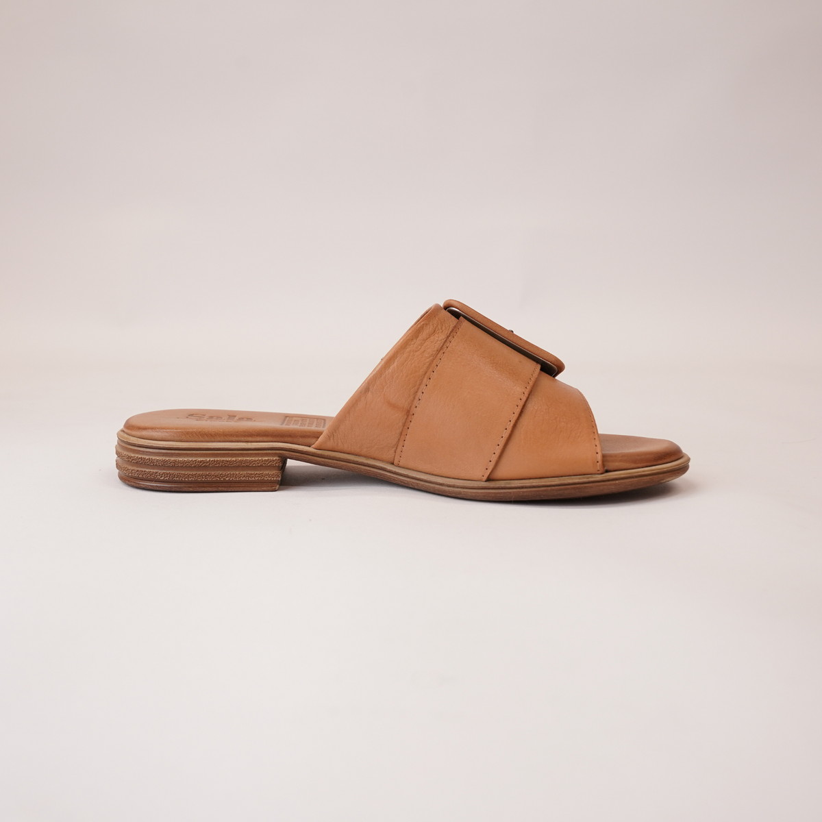 Miley Coconut Leather Slides - SALA | Shouz