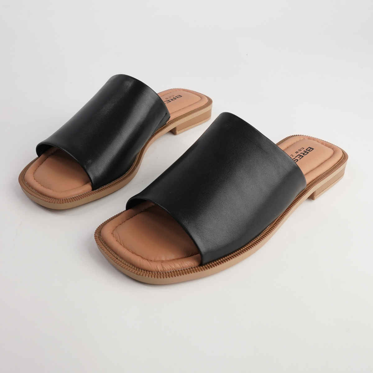 Sooty Black Leather Flats