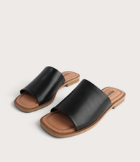 Sooty Black Leather Flats